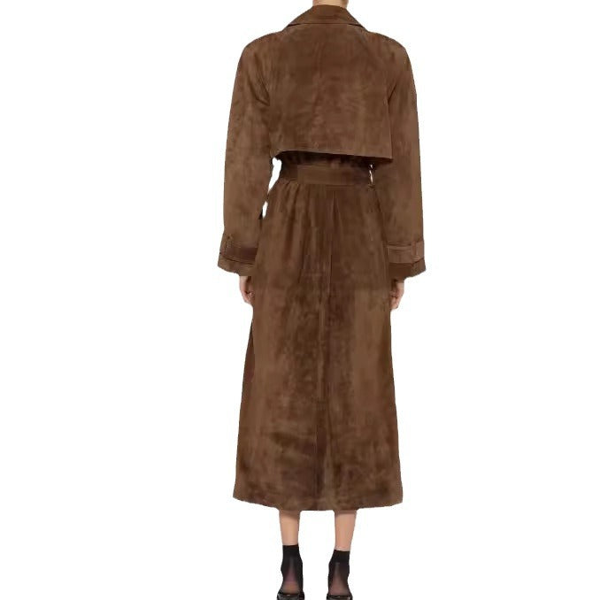 Długi płaszcz z kołnierzem typu flip-finger